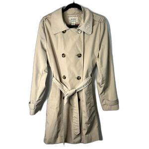 London Fog Khaki Trench Coat Double Breasted Belted Size XL